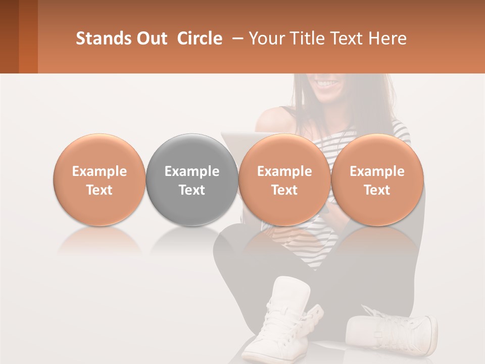 A Woman Sitting On The Floor Using A Tablet PowerPoint Template