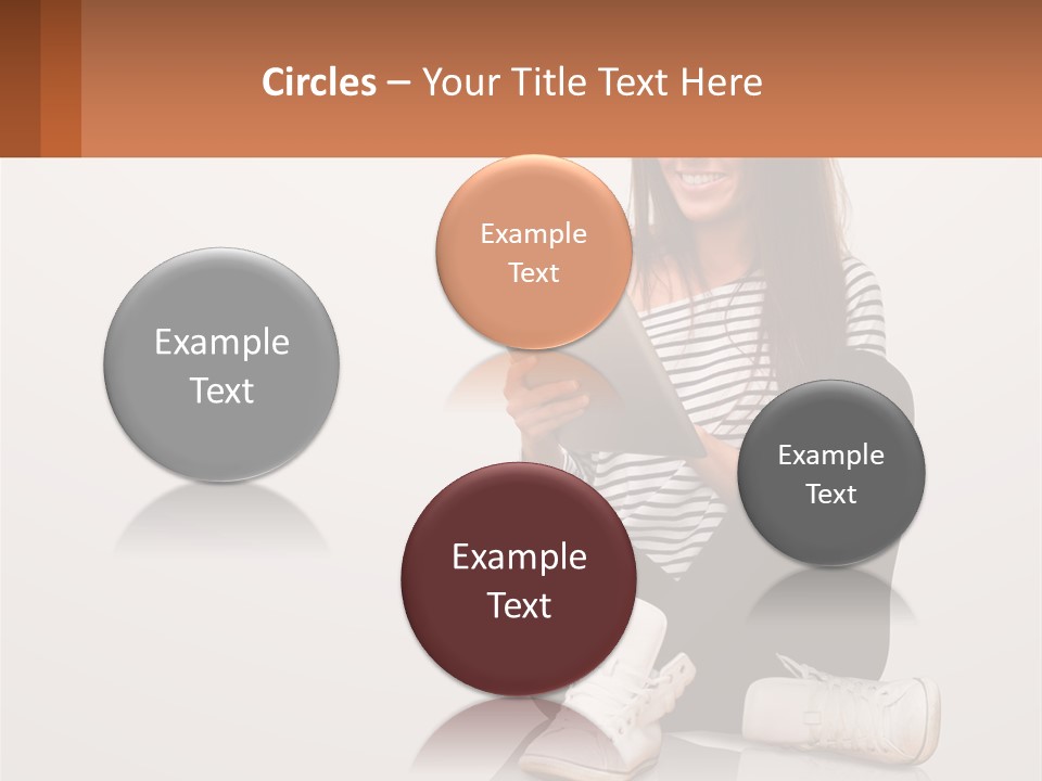 A Woman Sitting On The Floor Using A Tablet PowerPoint Template