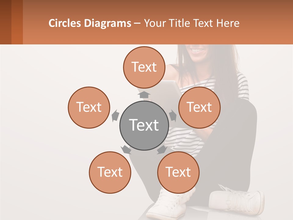 A Woman Sitting On The Floor Using A Tablet PowerPoint Template