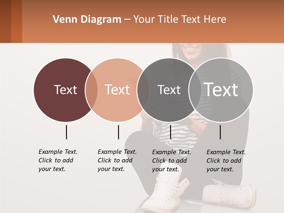 A Woman Sitting On The Floor Using A Tablet PowerPoint Template