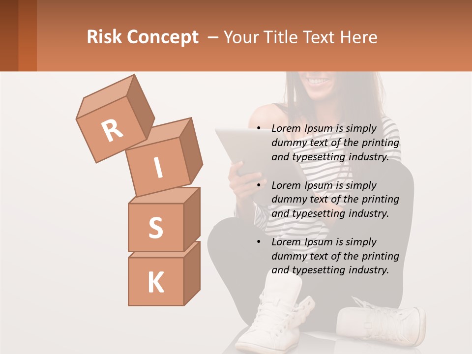 A Woman Sitting On The Floor Using A Tablet PowerPoint Template