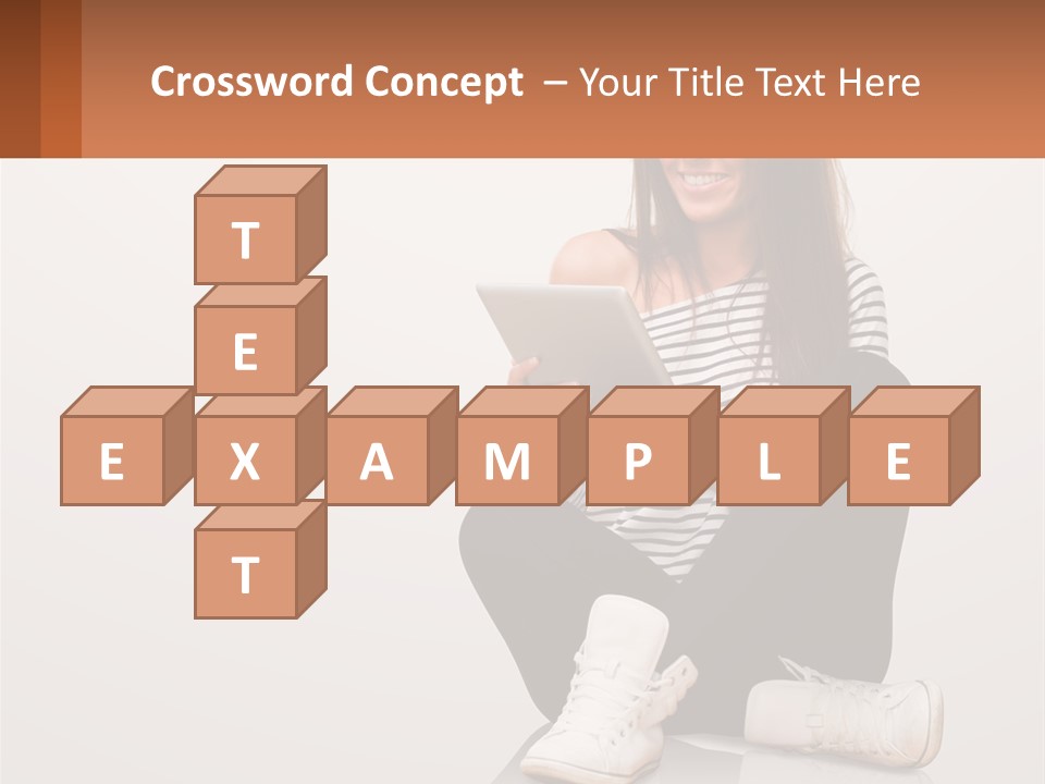 A Woman Sitting On The Floor Using A Tablet PowerPoint Template