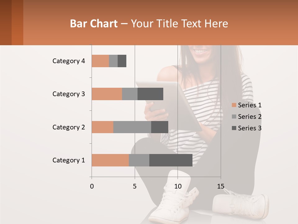 A Woman Sitting On The Floor Using A Tablet PowerPoint Template
