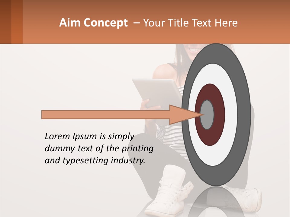 A Woman Sitting On The Floor Using A Tablet PowerPoint Template