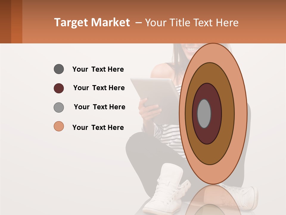 A Woman Sitting On The Floor Using A Tablet PowerPoint Template