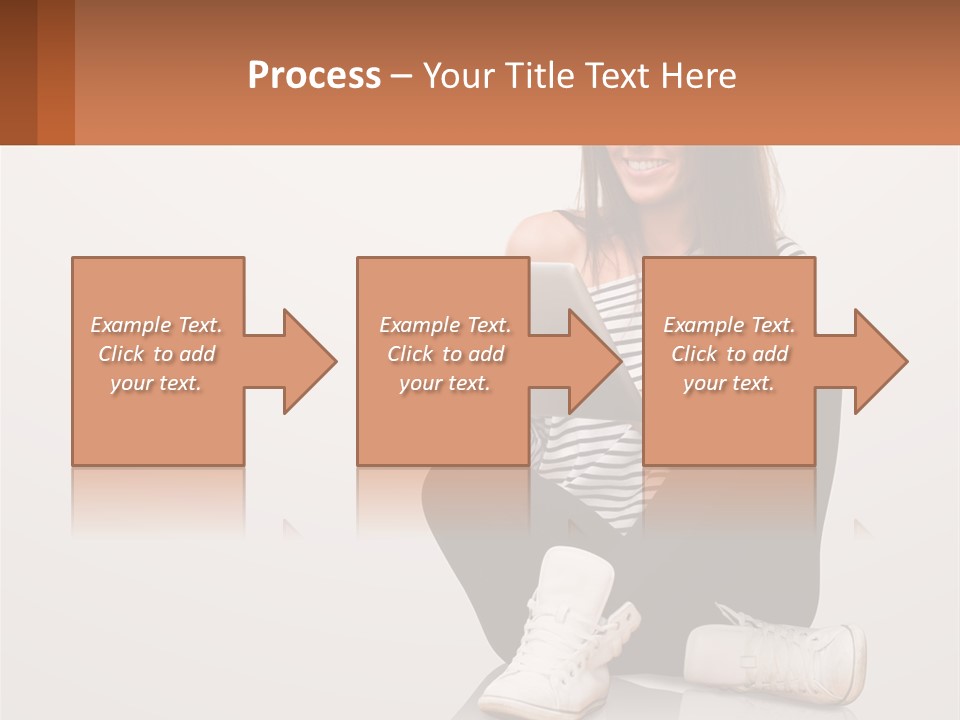 A Woman Sitting On The Floor Using A Tablet PowerPoint Template