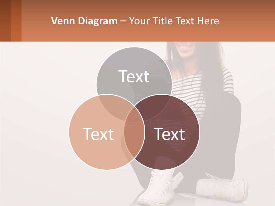 A Woman Sitting On The Floor Using A Tablet PowerPoint Template