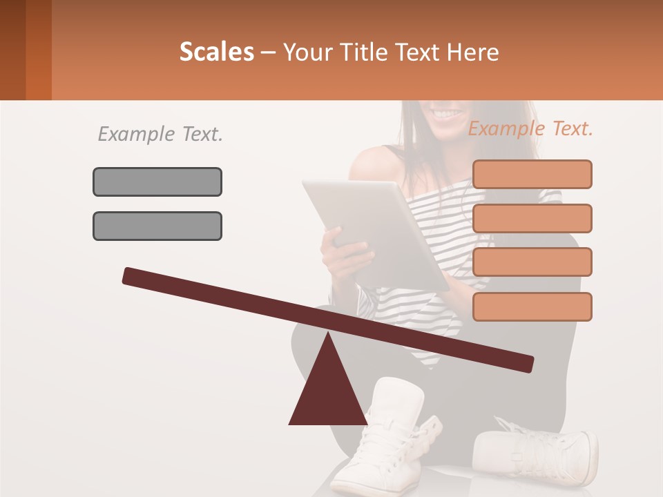 A Woman Sitting On The Floor Using A Tablet PowerPoint Template