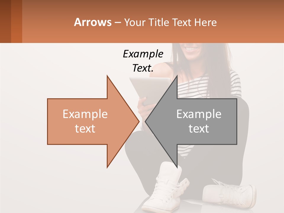 A Woman Sitting On The Floor Using A Tablet PowerPoint Template