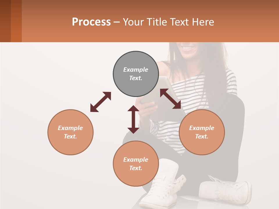 A Woman Sitting On The Floor Using A Tablet PowerPoint Template