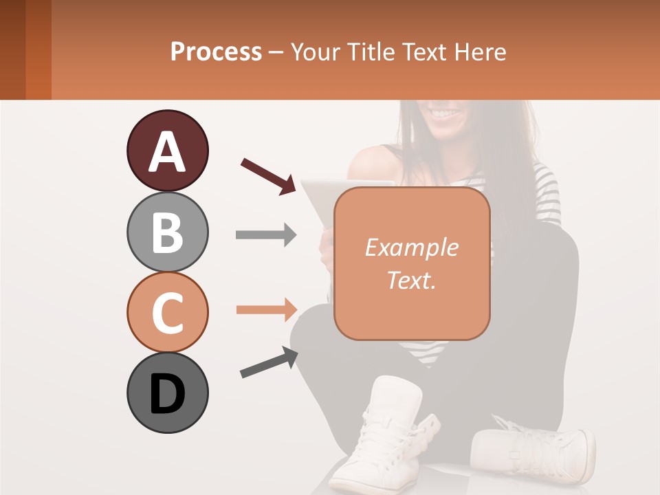 A Woman Sitting On The Floor Using A Tablet PowerPoint Template