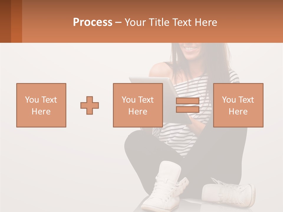 A Woman Sitting On The Floor Using A Tablet PowerPoint Template