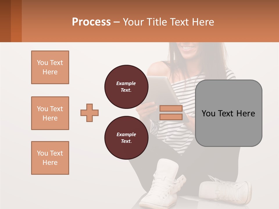 A Woman Sitting On The Floor Using A Tablet PowerPoint Template