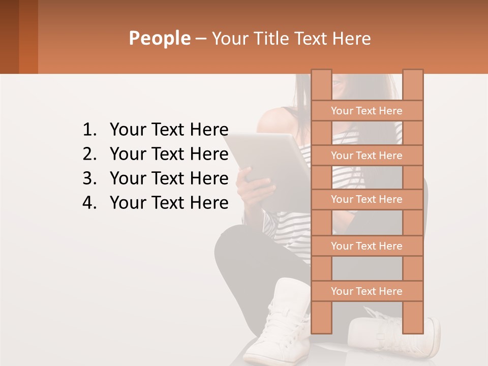 A Woman Sitting On The Floor Using A Tablet PowerPoint Template