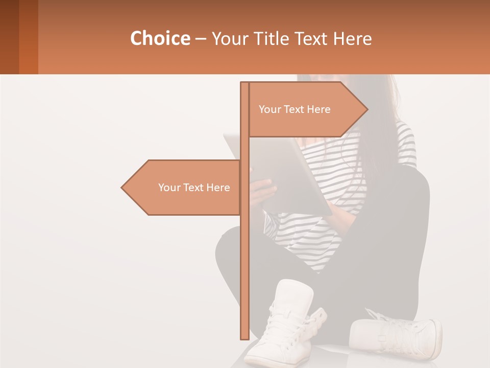 A Woman Sitting On The Floor Using A Tablet PowerPoint Template