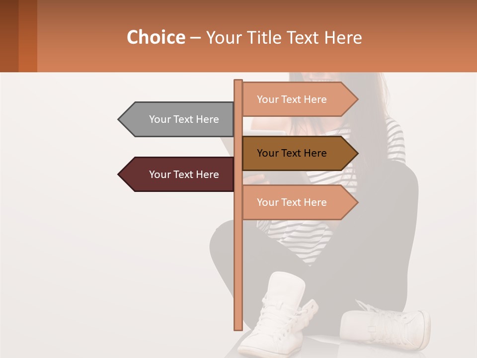 A Woman Sitting On The Floor Using A Tablet PowerPoint Template