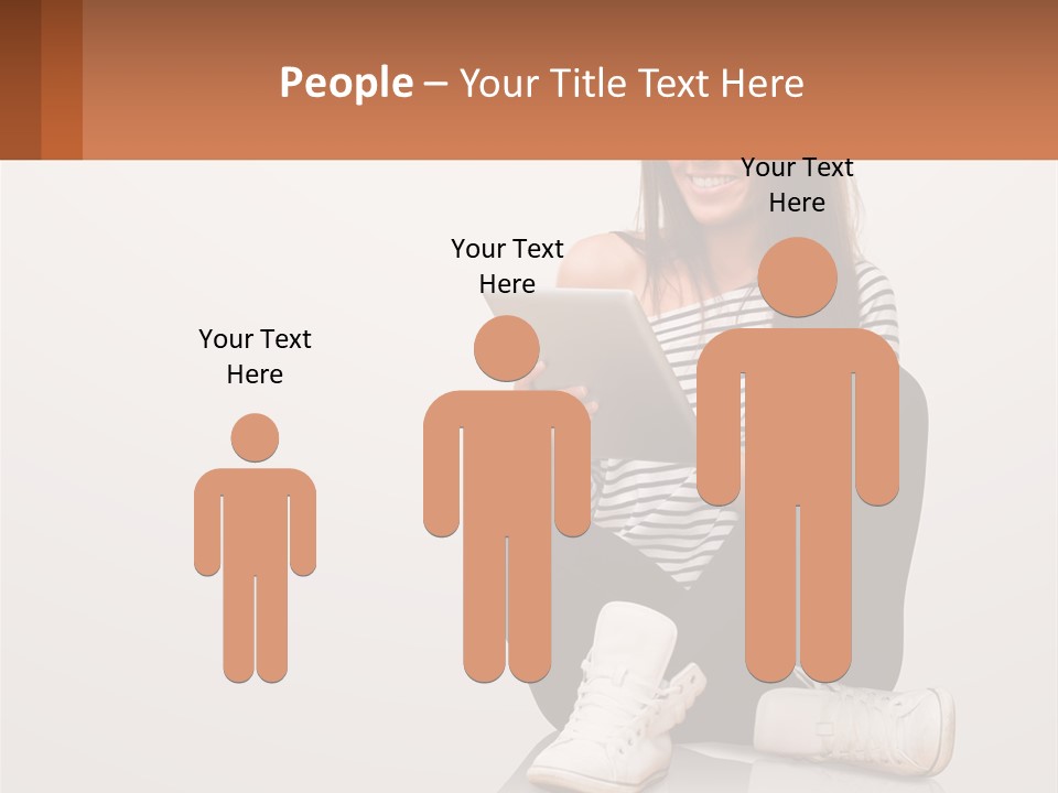 A Woman Sitting On The Floor Using A Tablet PowerPoint Template