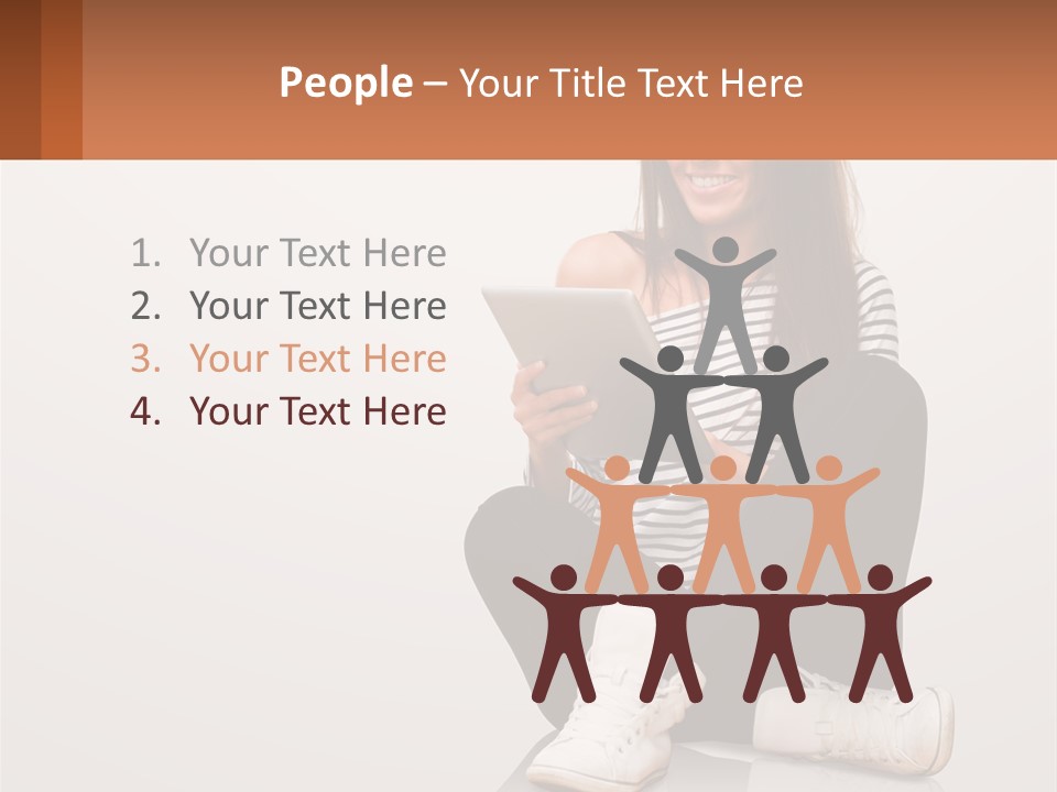 A Woman Sitting On The Floor Using A Tablet PowerPoint Template