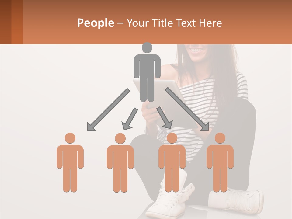 A Woman Sitting On The Floor Using A Tablet PowerPoint Template