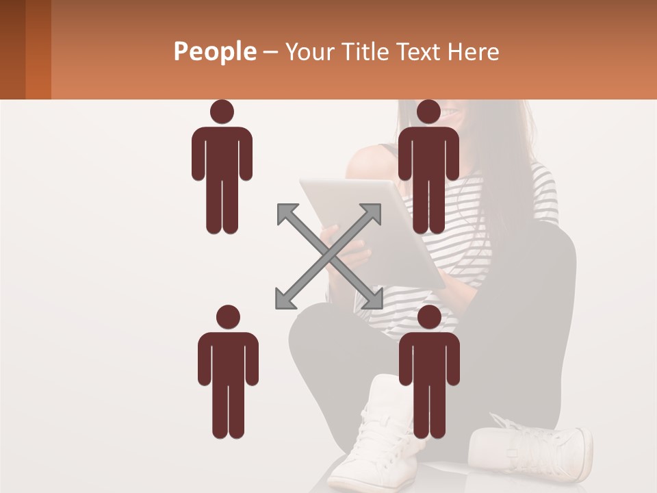 A Woman Sitting On The Floor Using A Tablet PowerPoint Template