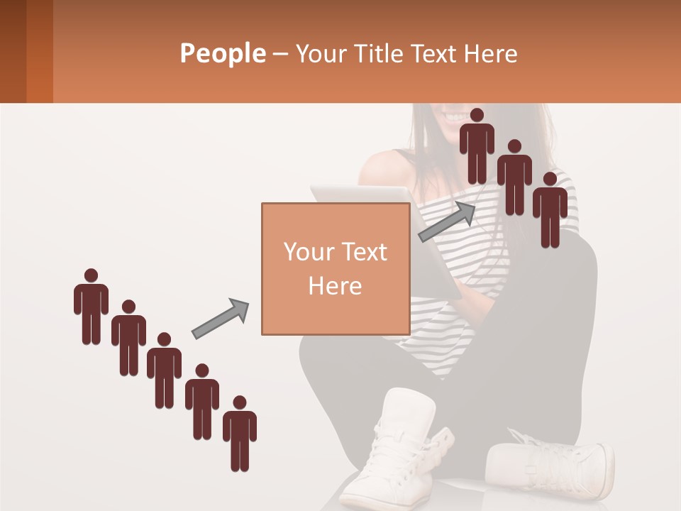 A Woman Sitting On The Floor Using A Tablet PowerPoint Template