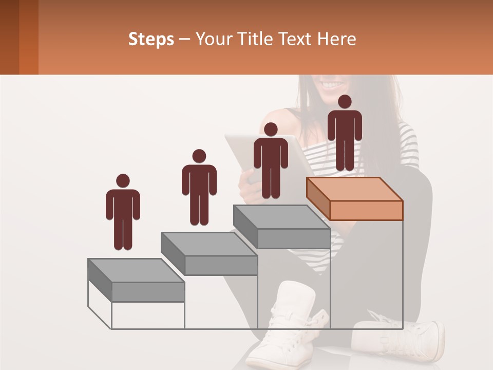 A Woman Sitting On The Floor Using A Tablet PowerPoint Template