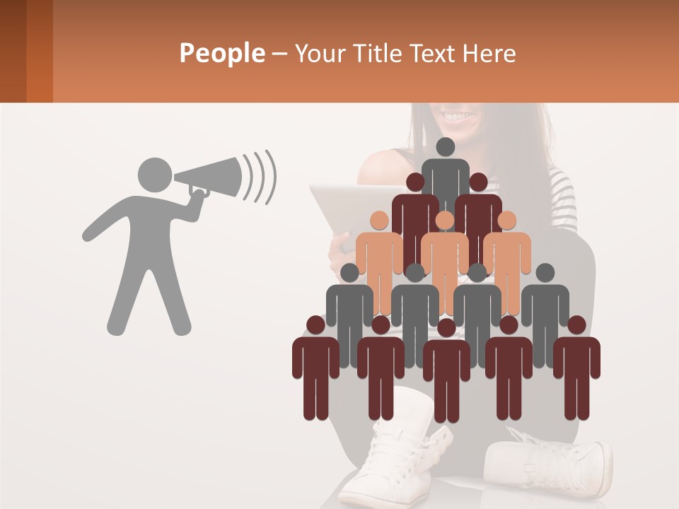 A Woman Sitting On The Floor Using A Tablet PowerPoint Template