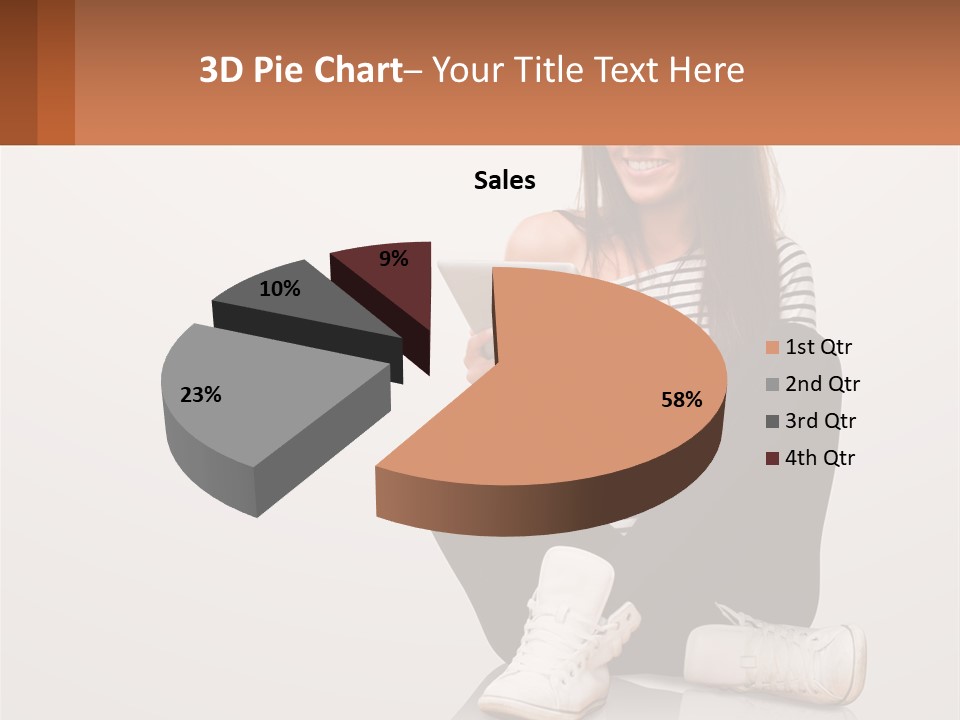 A Woman Sitting On The Floor Using A Tablet PowerPoint Template