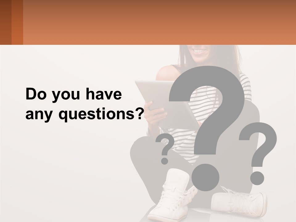 A Woman Sitting On The Floor Using A Tablet PowerPoint Template