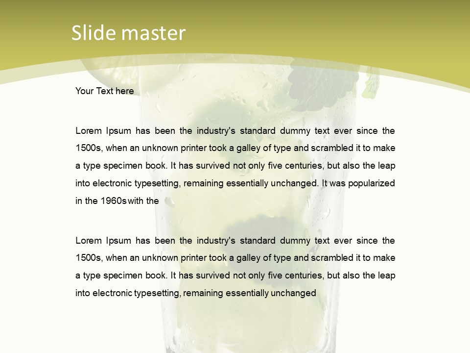 A Mojito With Lime And Mint On A White Background PowerPoint Template