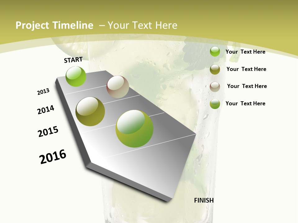 A Mojito With Lime And Mint On A White Background PowerPoint Template