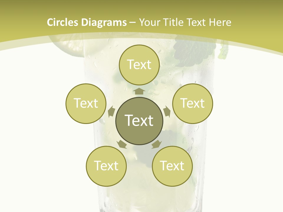 A Mojito With Lime And Mint On A White Background PowerPoint Template