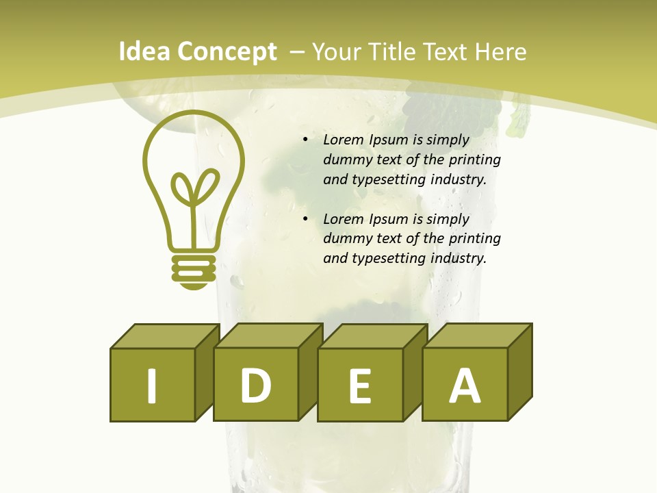 A Mojito With Lime And Mint On A White Background PowerPoint Template