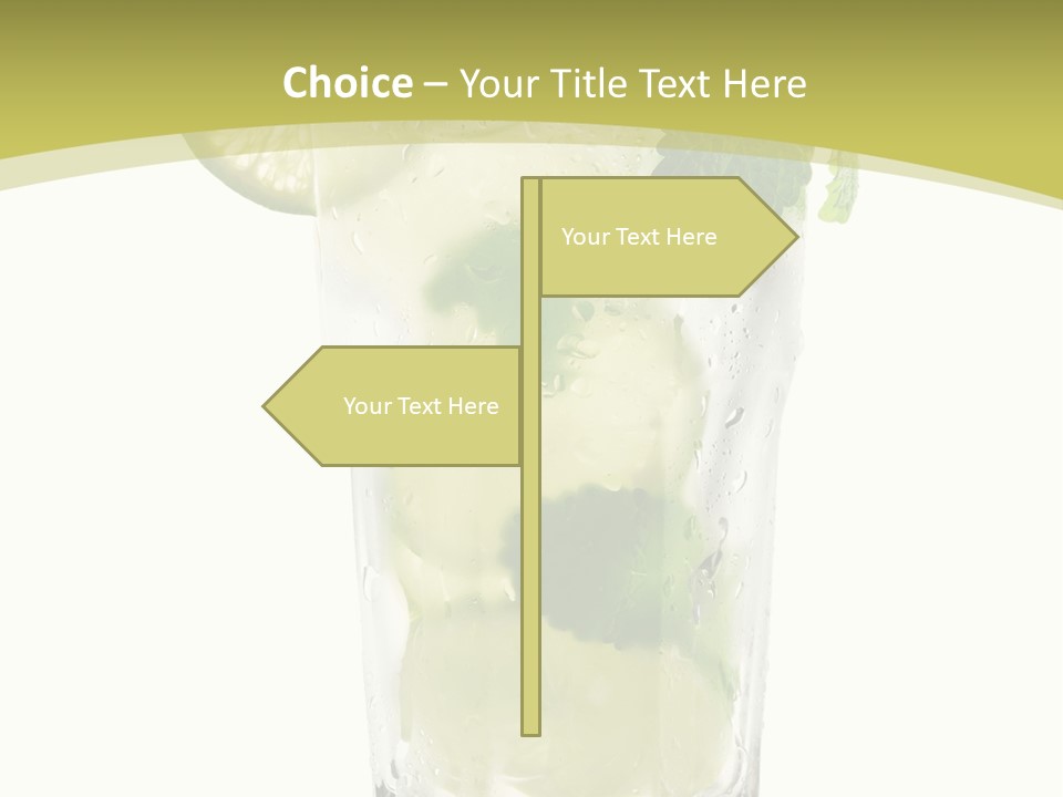 A Mojito With Lime And Mint On A White Background PowerPoint Template