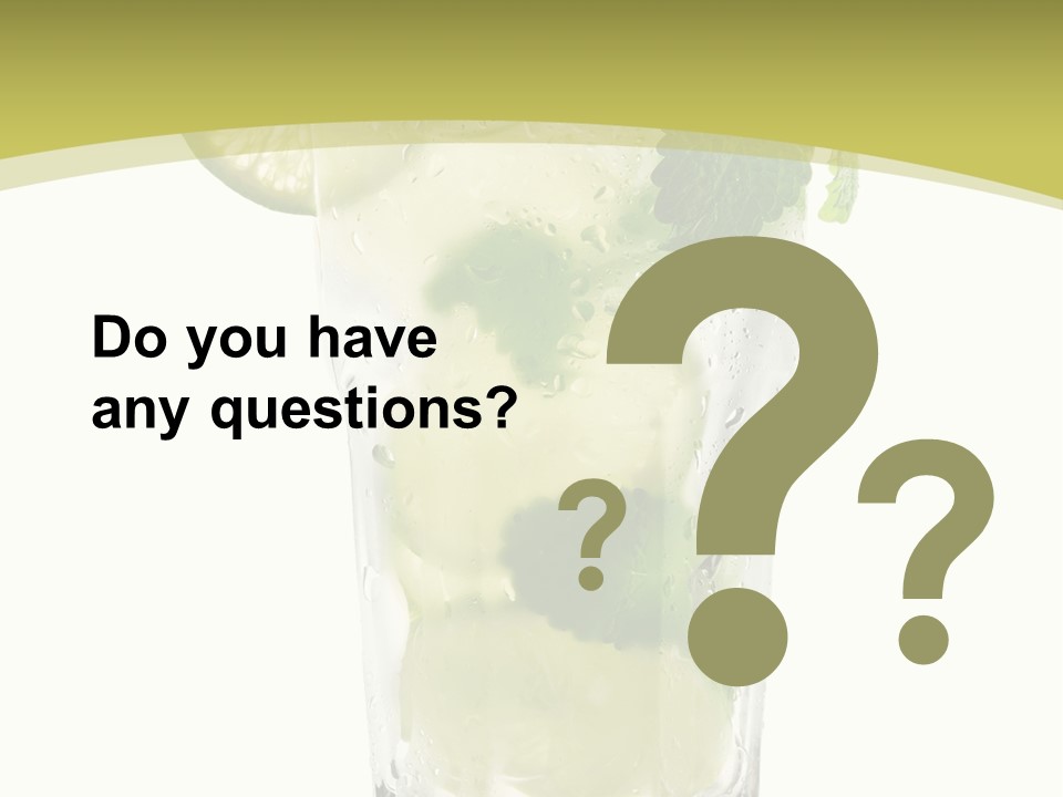 A Mojito With Lime And Mint On A White Background PowerPoint Template