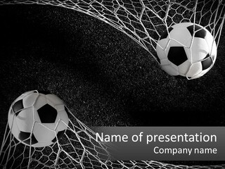 Two Soccer Balls In The Net Powerpoint Template PowerPoint Template
