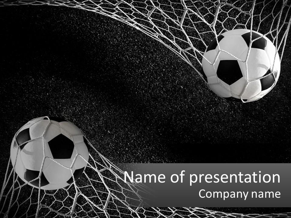 Two Soccer Balls In The Net Powerpoint Template PowerPoint Template