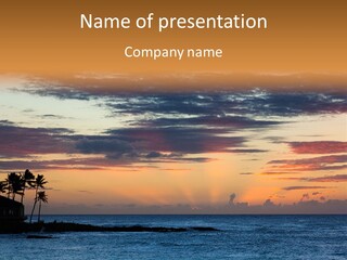 A Beautiful Sunset With Palm Trees On The Shore PowerPoint Template