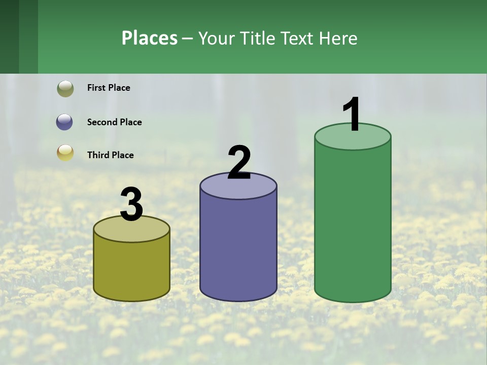 A Field Of Yellow Flowers With Trees In The Background PowerPoint Template