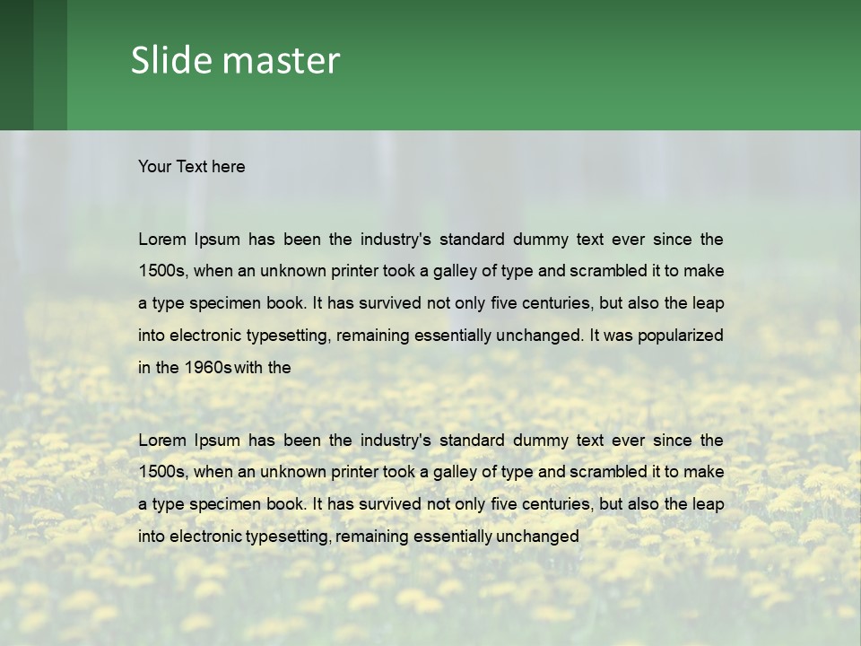 A Field Of Yellow Flowers With Trees In The Background PowerPoint Template