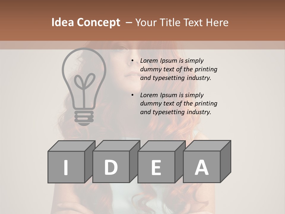 A Woman With Red Hair Is Posing For A Picture PowerPoint Template