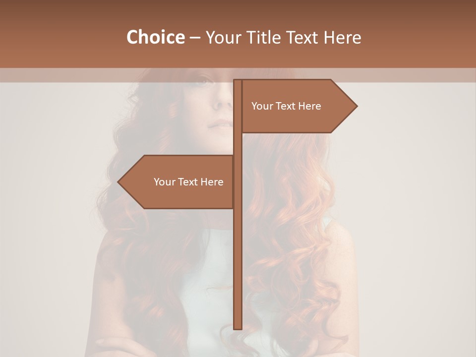 A Woman With Red Hair Is Posing For A Picture PowerPoint Template