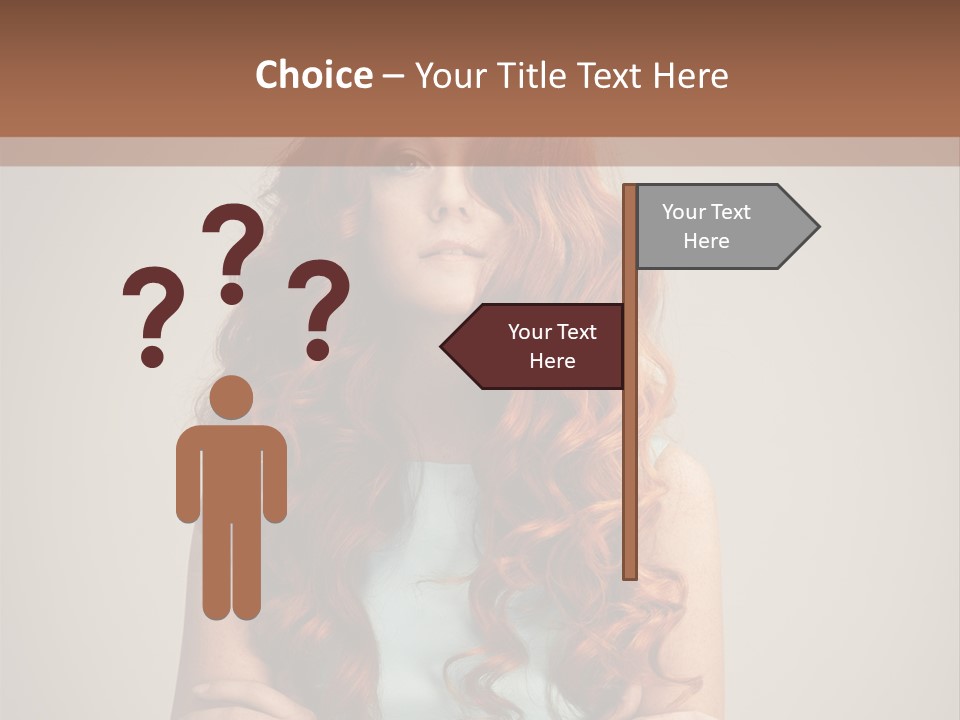 A Woman With Red Hair Is Posing For A Picture PowerPoint Template