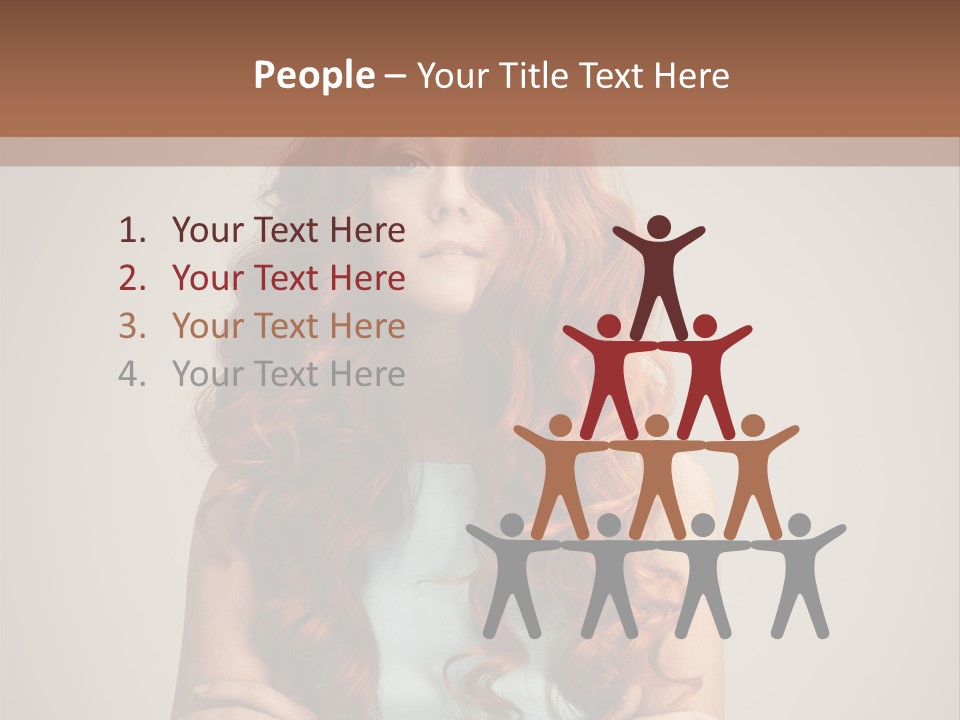 A Woman With Red Hair Is Posing For A Picture PowerPoint Template