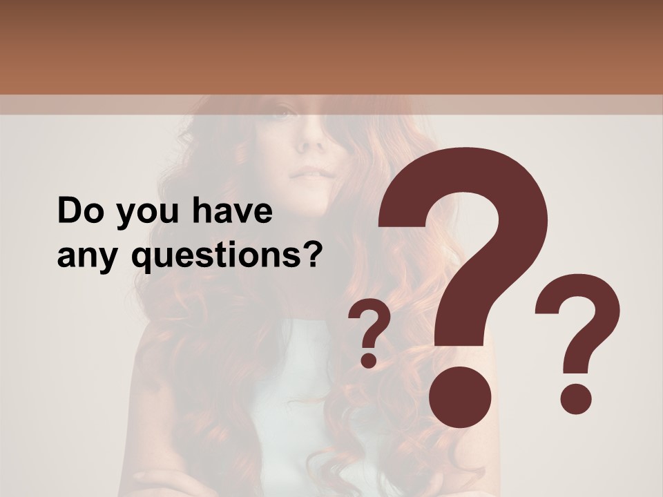 A Woman With Red Hair Is Posing For A Picture PowerPoint Template