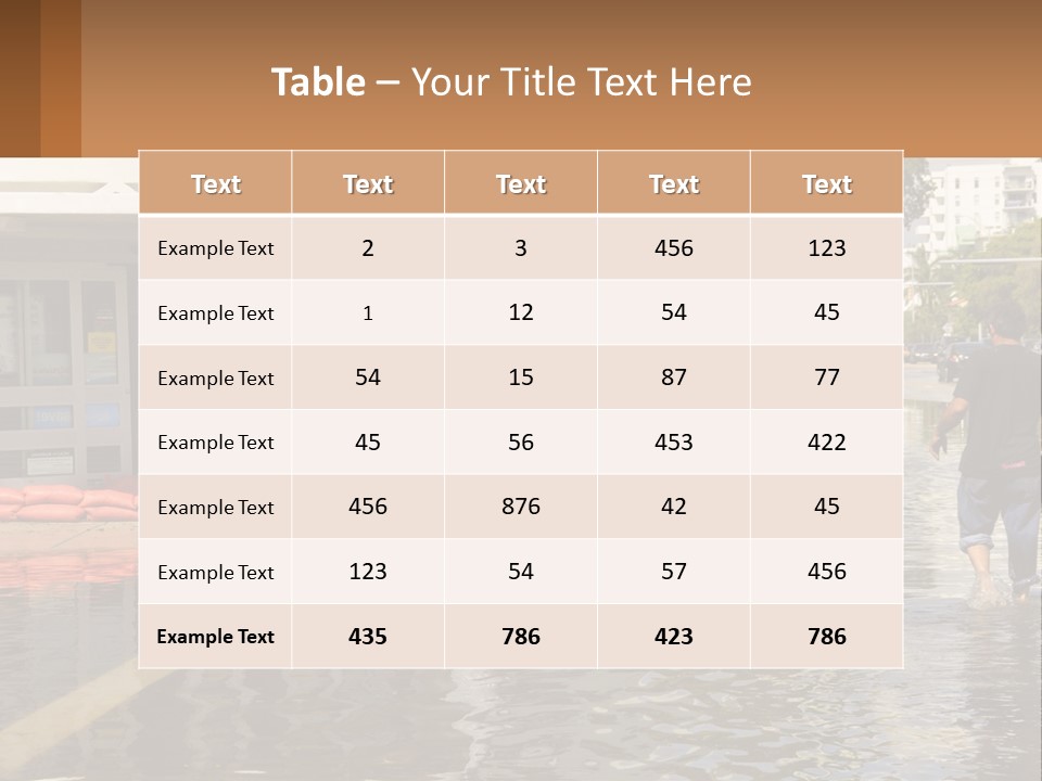 A Man Walking Down A Flooded Street Past A Building PowerPoint Template