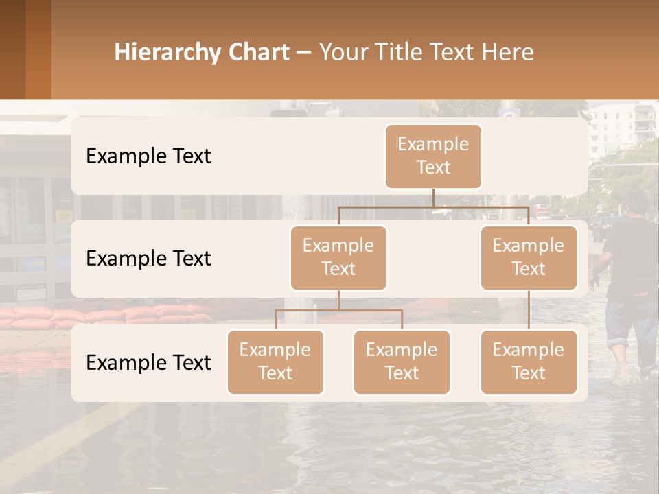 A Man Walking Down A Flooded Street Past A Building PowerPoint Template