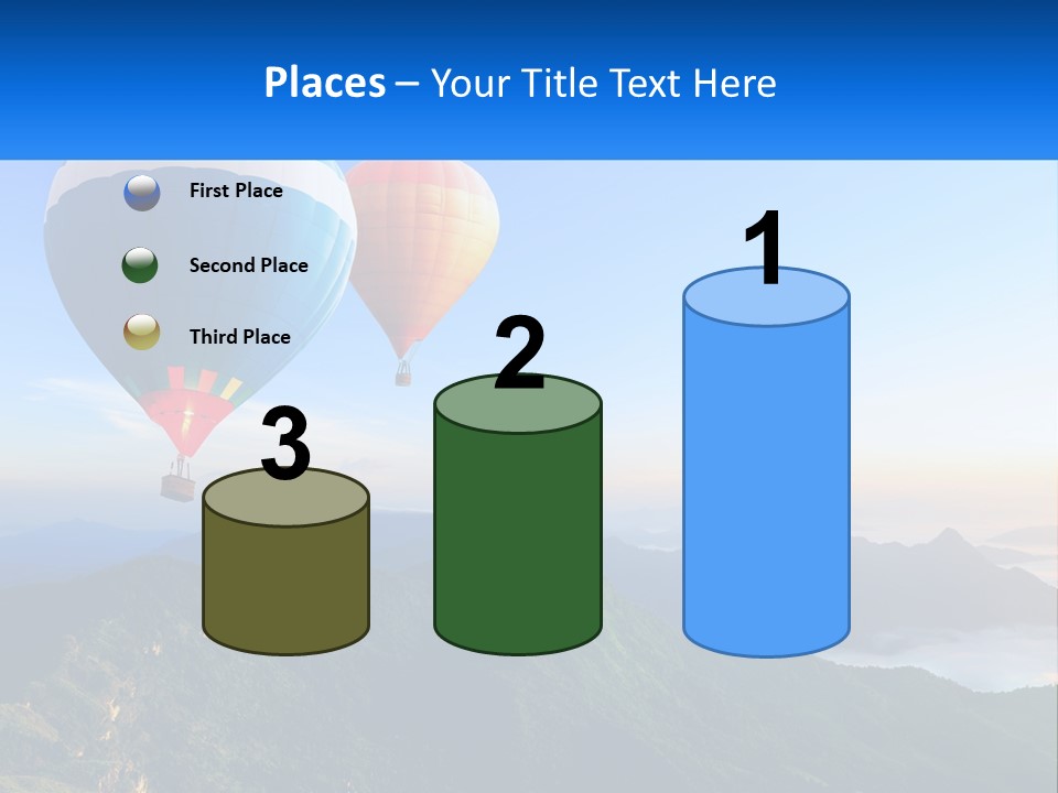 Two Hot Air Balloons Flying Over A Mountain Range PowerPoint Template