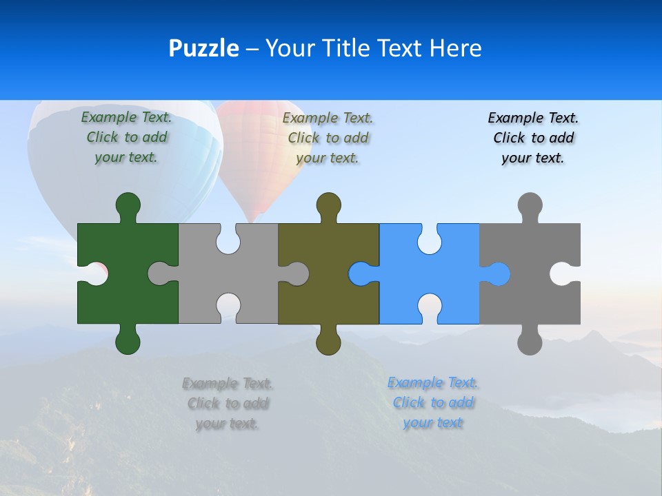 Two Hot Air Balloons Flying Over A Mountain Range PowerPoint Template