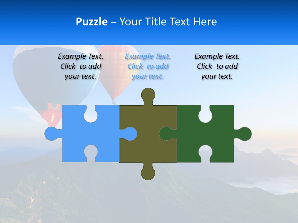 Two Hot Air Balloons Flying Over A Mountain Range PowerPoint Template